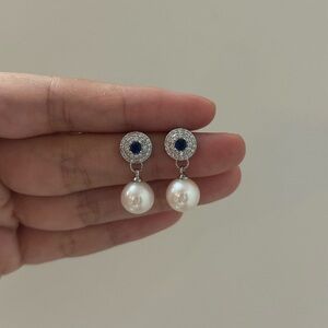 Round Freshwater Pearl Sterling Silver Stud Earrings 8.7mm